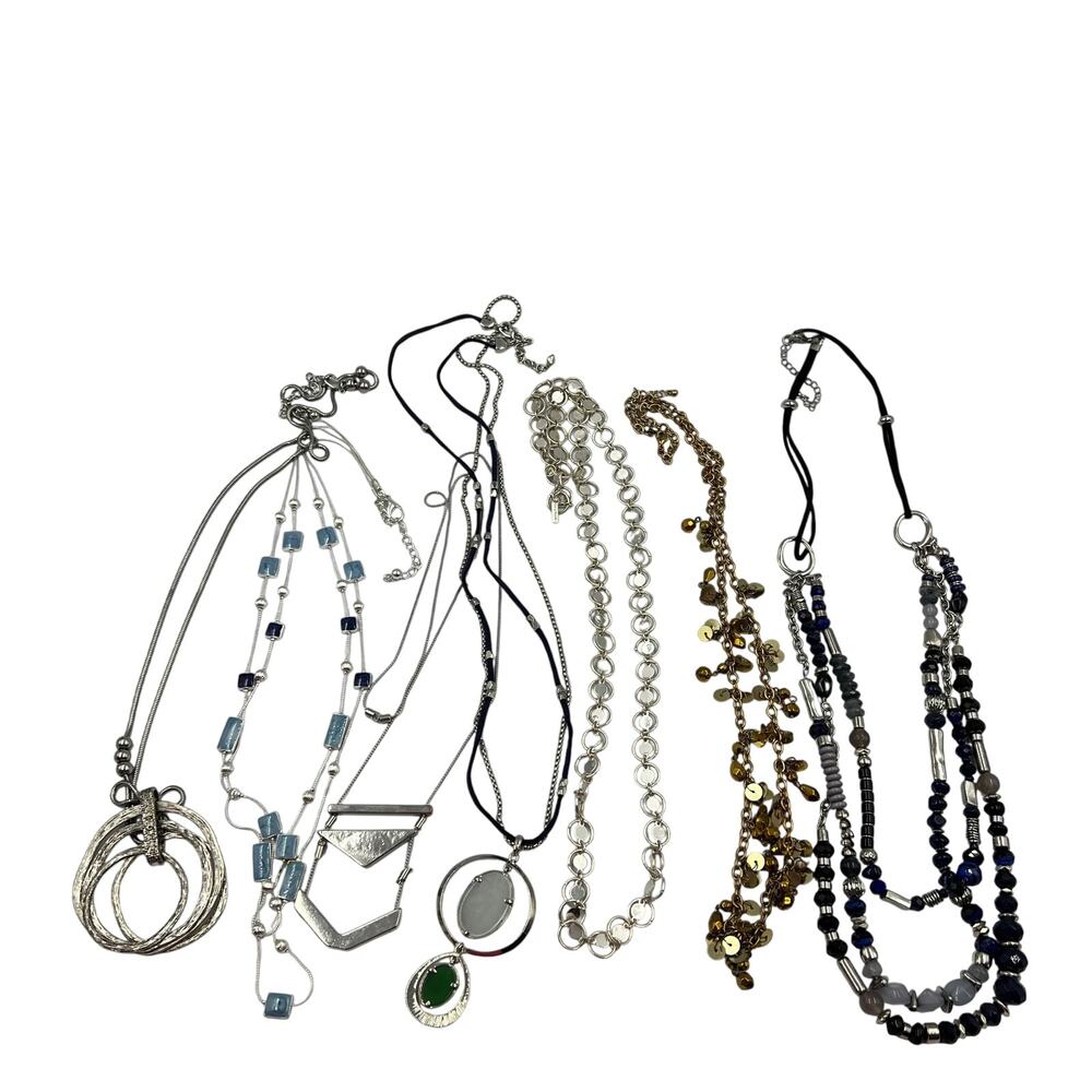 Vintage Lot 7 Fashion Costume Jewelry Y2K Layering Statement Necklaces Beaded